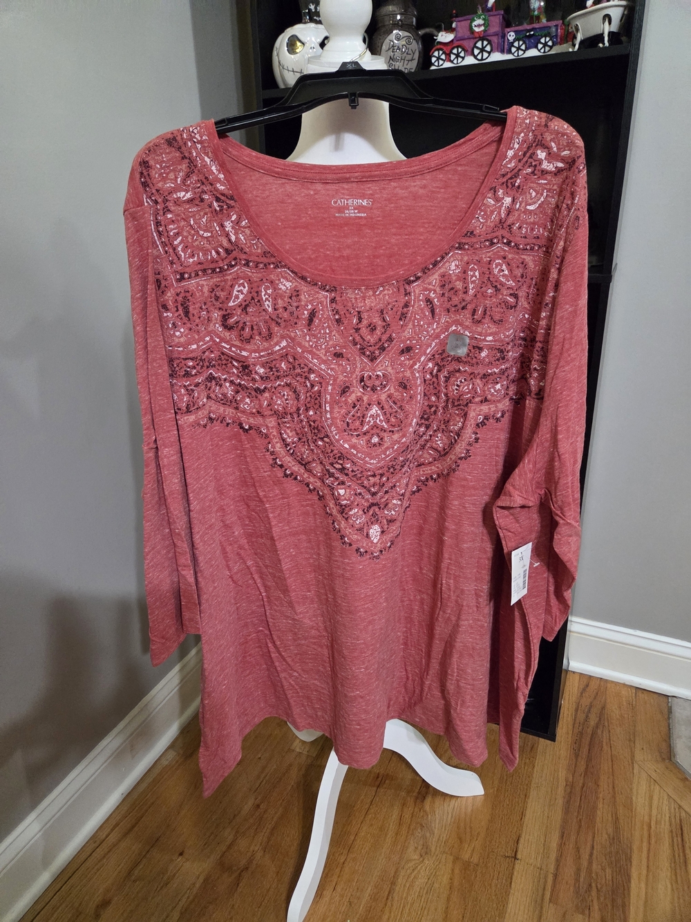 Catherines Rose Scoop Neck Long Sleeve Top